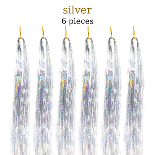  48 Inch Synthetic Hair Tinsel Kit 12 Colors Sparkling Extensions cashymart