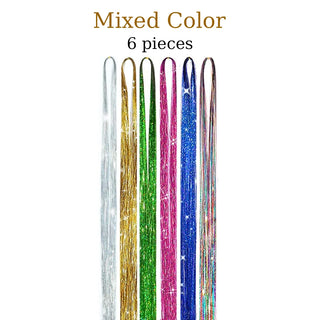  48 Inch Synthetic Hair Tinsel Kit 12 Colors Sparkling Extensions cashymart