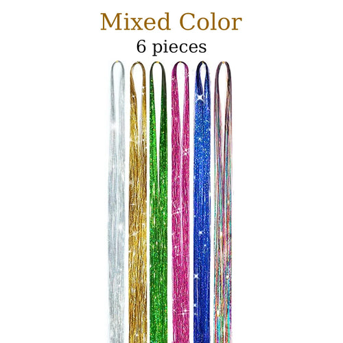  48 Inch Synthetic Hair Tinsel Kit 12 Colors Sparkling Extensions cashymart