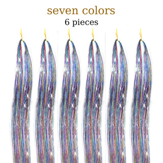  48 Inch Synthetic Hair Tinsel Kit 12 Colors Sparkling Extensions cashymart
