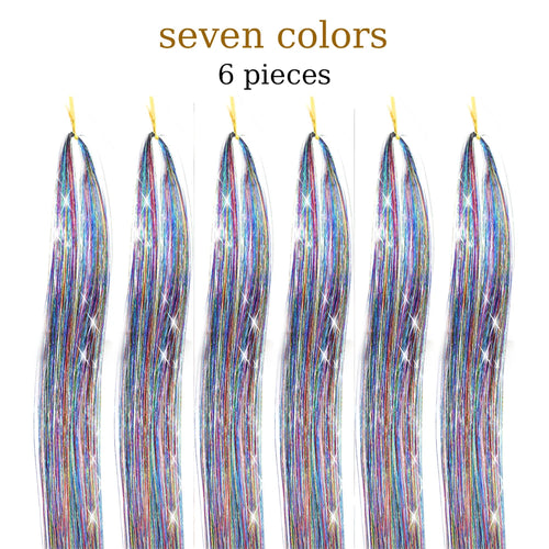  48 Inch Synthetic Hair Tinsel Kit 12 Colors Sparkling Extensions cashymart