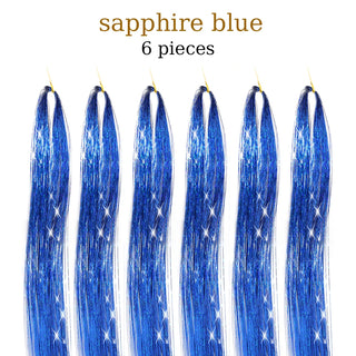  48 Inch Synthetic Hair Tinsel Kit 12 Colors Sparkling Extensions cashymart