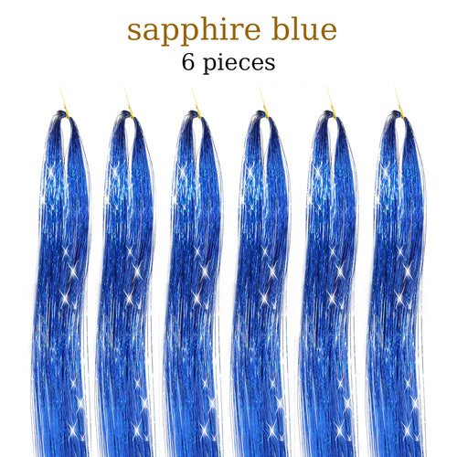  48 Inch Synthetic Hair Tinsel Kit 12 Colors Sparkling Extensions cashymart