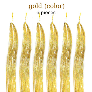  48 Inch Synthetic Hair Tinsel Kit 12 Colors Sparkling Extensions cashymart