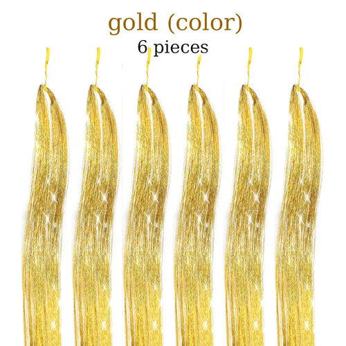  48 Inch Synthetic Hair Tinsel Kit 12 Colors Sparkling Extensions cashymart