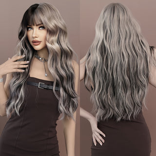  Highlight Curly Wig with Bangs cashymart