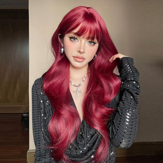  Sassy Long Wavy Wine Red Wig cashymart