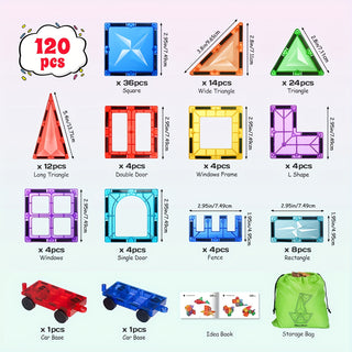  120PCS Diamond Magnetic Building Tiles & 2 Cars Set cashymart