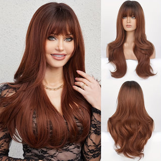  Ombre Curly Wavy Wig with Bangs cashymart