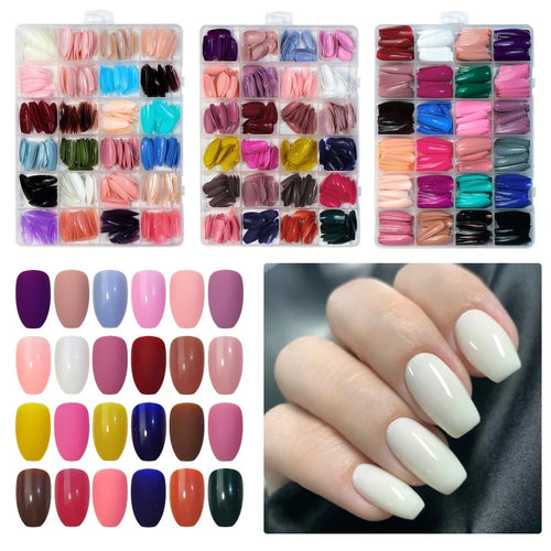  576pcs Acrylic Coffin Press On Nails Set cashymart