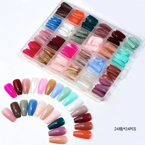 576pcs Acrylic Coffin Press On Nails Set cashymart