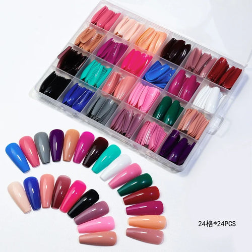  576pcs Acrylic Coffin Press On Nails Set cashymart