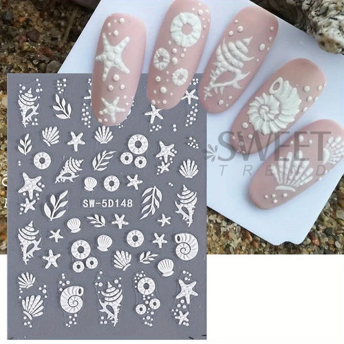  5D Jellyfish Beach Nail Stickers Set cashymart