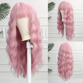  Chic 21-Inch Pink Wavy Synthetic Wig cashymart