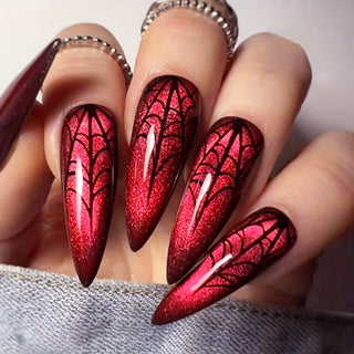  Red Cat Eye Stiletto Press-On Nails cashymart