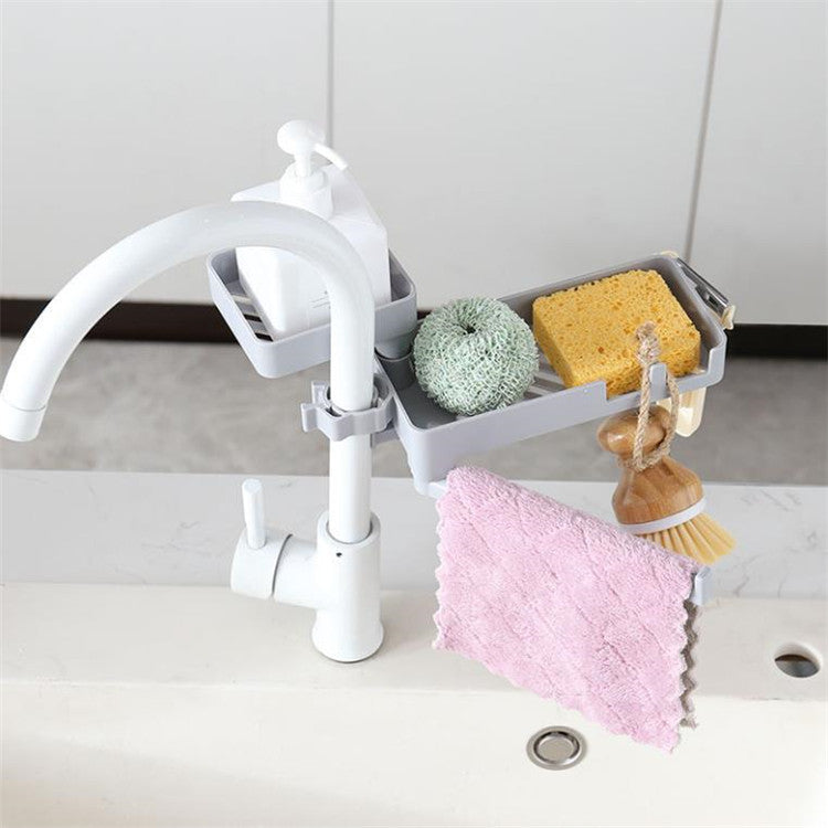  Kitchen Sink Faucet Sponge Holder with Drain Rack cashymart