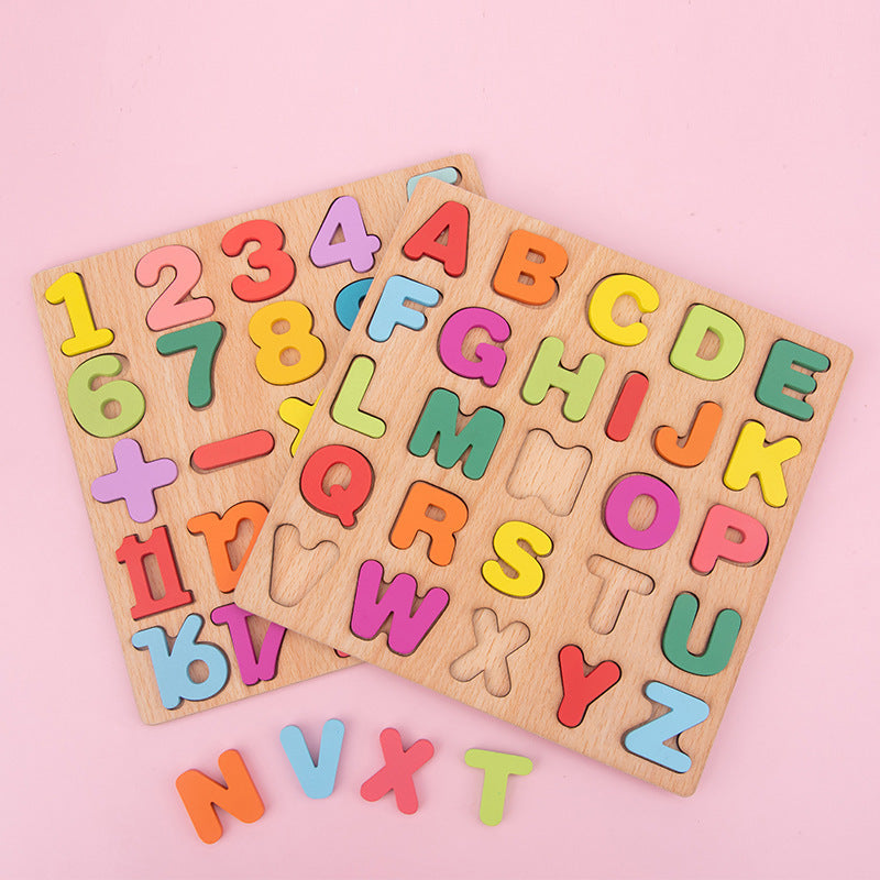  Numbers and Letters Wooden Puzzle Board for Cognitive Learning cashymart