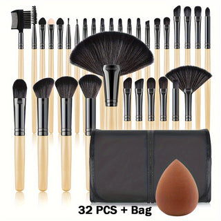  32-Piece Hypoallergenic Wooden Handle Brush Set cashymart