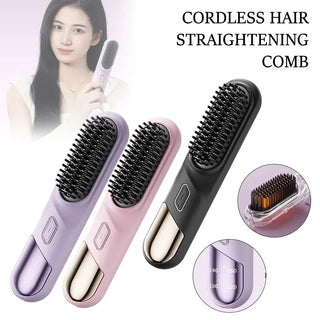  Cordless Wet & Dry Hair Straightener Brush cashymart