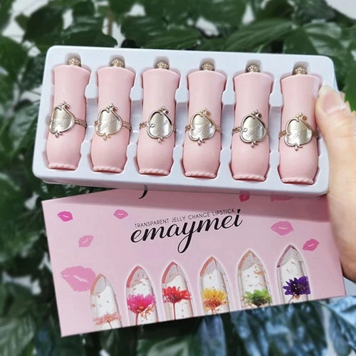  6Pcs Flower Jelly Lipstick Set Color Change cashymart