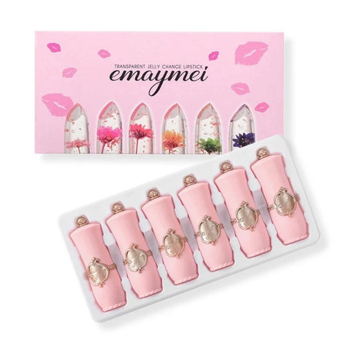  6Pcs Flower Jelly Lipstick Set Color Change cashymart