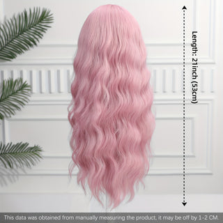  Chic 21-Inch Pink Wavy Synthetic Wig cashymart