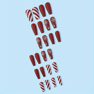  Red & White Press-On Nails Set cashymart