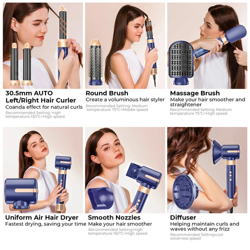  7 In 1 Hair Dryer Brush Brushless High Speed Hair Dryer cashymart