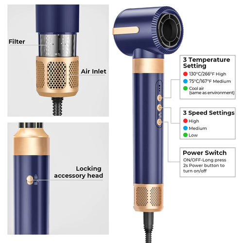  7 In 1 Hair Dryer Brush Brushless High Speed Hair Dryer cashymart