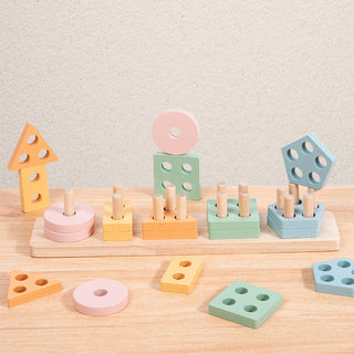  Montessori Geometric Shape Wooden Educational Toy Set for Children cashymart