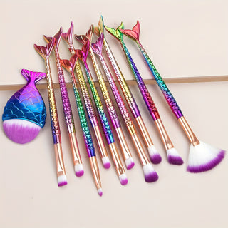  Mermaid Magic 11-Piece Colorful Makeup Brush Set cashymart