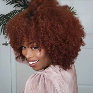  Short Curly Reddish-Brown Wig cashymart