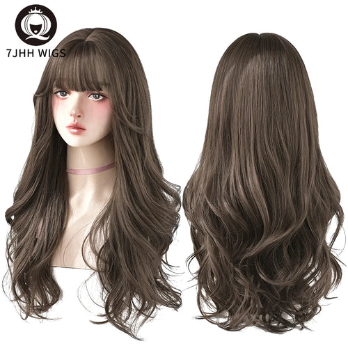 7JHH Wigs Brown Ash Long Deep Wave Wig cashymart