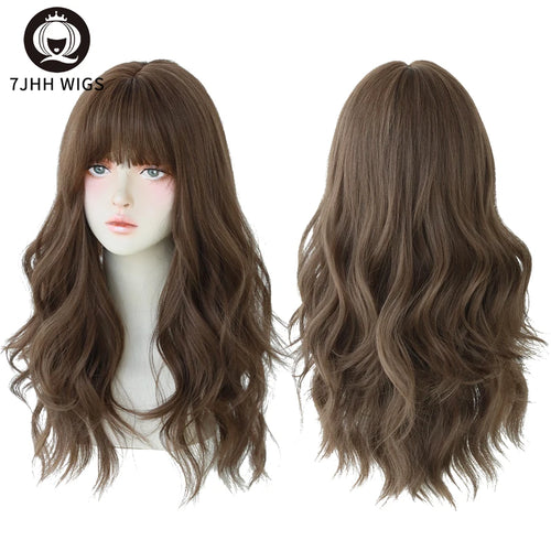  7JHH Wigs Brown Ash Long Deep Wave Wig cashymart