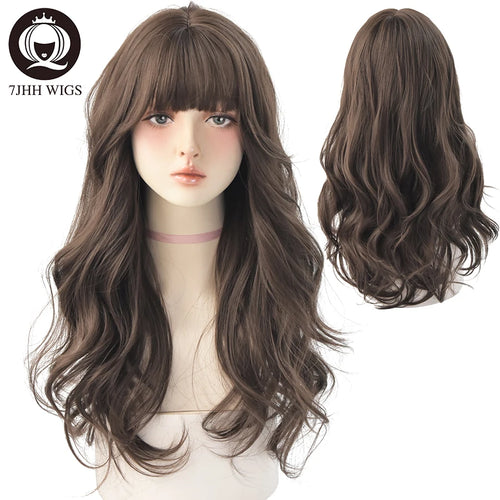  7JHH Wigs Brown Ash Long Deep Wave Wig cashymart