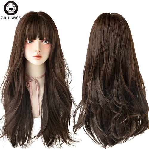  7JHH Wigs Brown Ash Long Deep Wave Wig cashymart