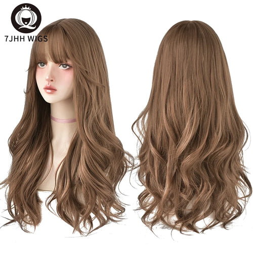  7JHH Wigs Brown Ash Long Deep Wave Wig cashymart