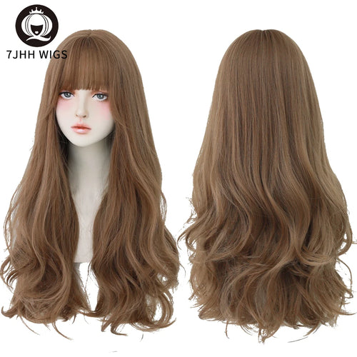  7JHH Wigs Brown Ash Long Deep Wave Wig cashymart