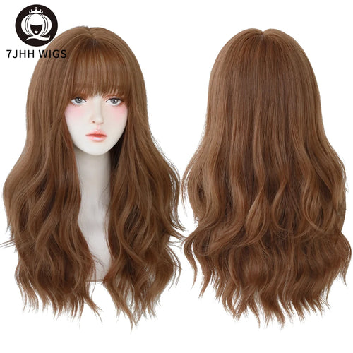  7JHH Wigs Brown Ash Long Deep Wave Wig cashymart