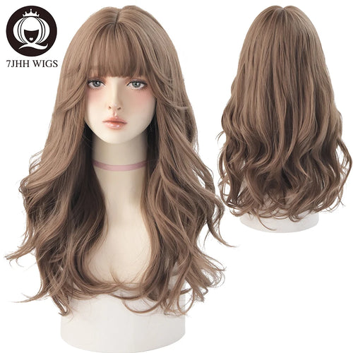 7JHH Wigs Brown Ash Long Deep Wave Wig cashymart