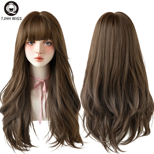  7JHH Wigs Brown Ash Long Deep Wave Wig cashymart