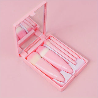  5-Piece Pink Travel Makeup Brush Set cashymart