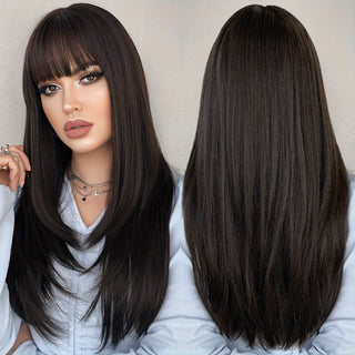  Elegant Brown Bangs Wig cashymart