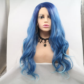  Long Curly Blue Front Lace Wig cashymart