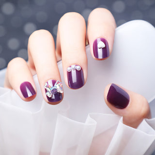  Wearing Nails With Diamonds And Purple Fake Nails cashymart