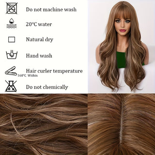  Elegant 26" Brown Wavy Wig cashymart