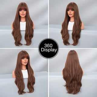  7JHH WIGS Long Loose Curly Teabrown Wig cashymart