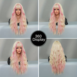  Highlight Curly Wig with Bangs cashymart