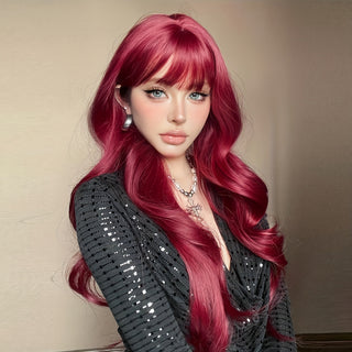  Sassy Long Wavy Wine Red Wig cashymart