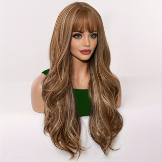  Elegant 26" Brown Wavy Wig cashymart